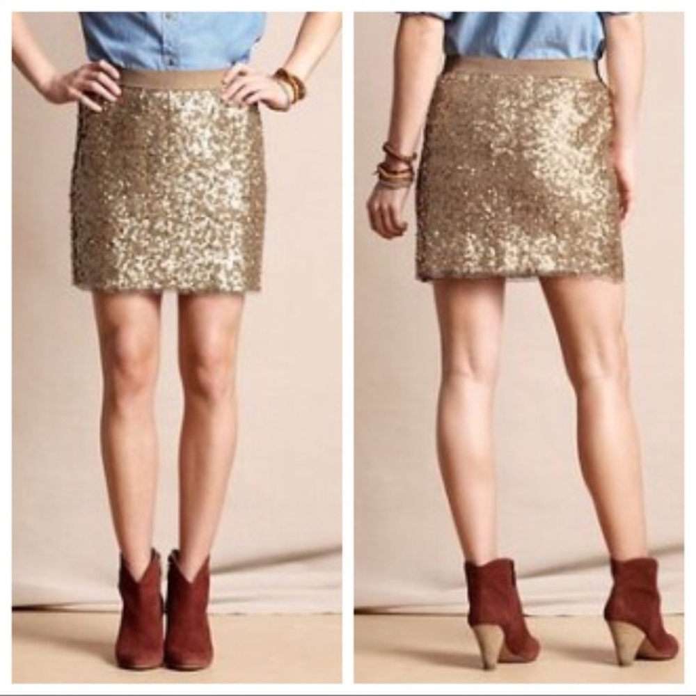 LANDS' END Canvas gold sequin skirt